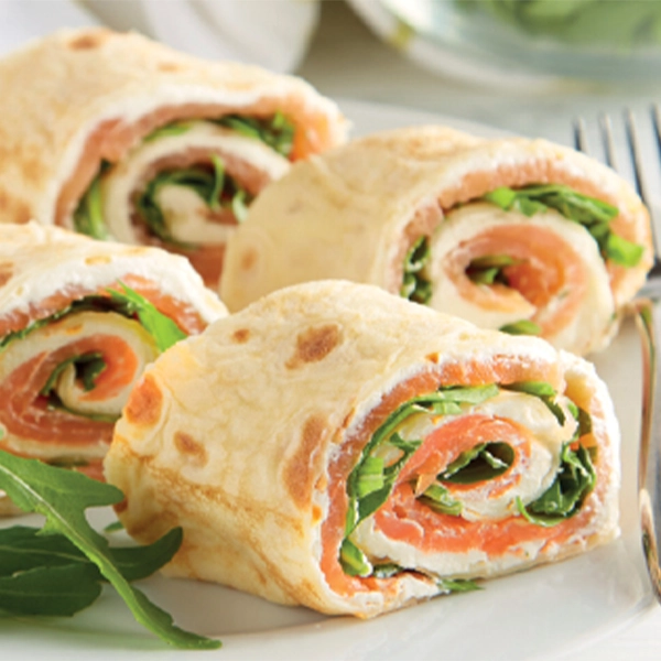Rocket, Salmon and Cheese Pancakes